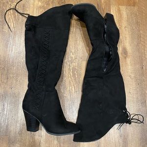 Knee High Black Heeled Boots